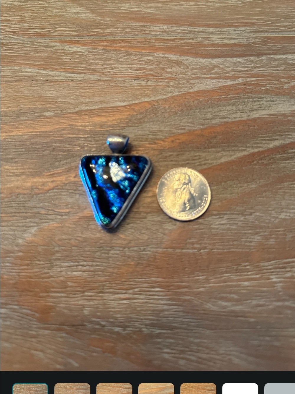 Blue Iridescent Triangle Glass Pendant Necklace